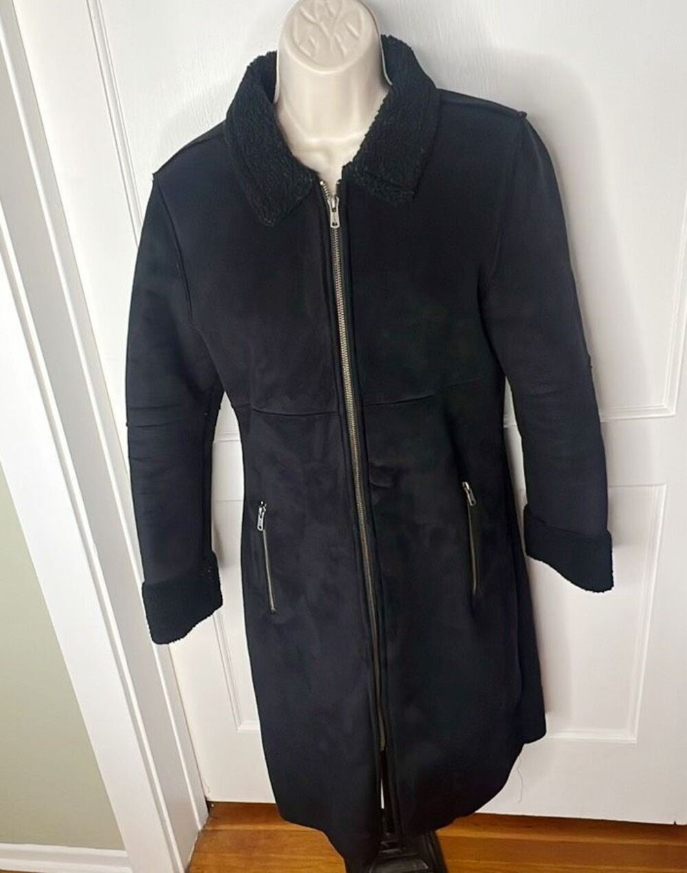 Ralph Lauren Suede Sherpa Lined Coat Black Size XS